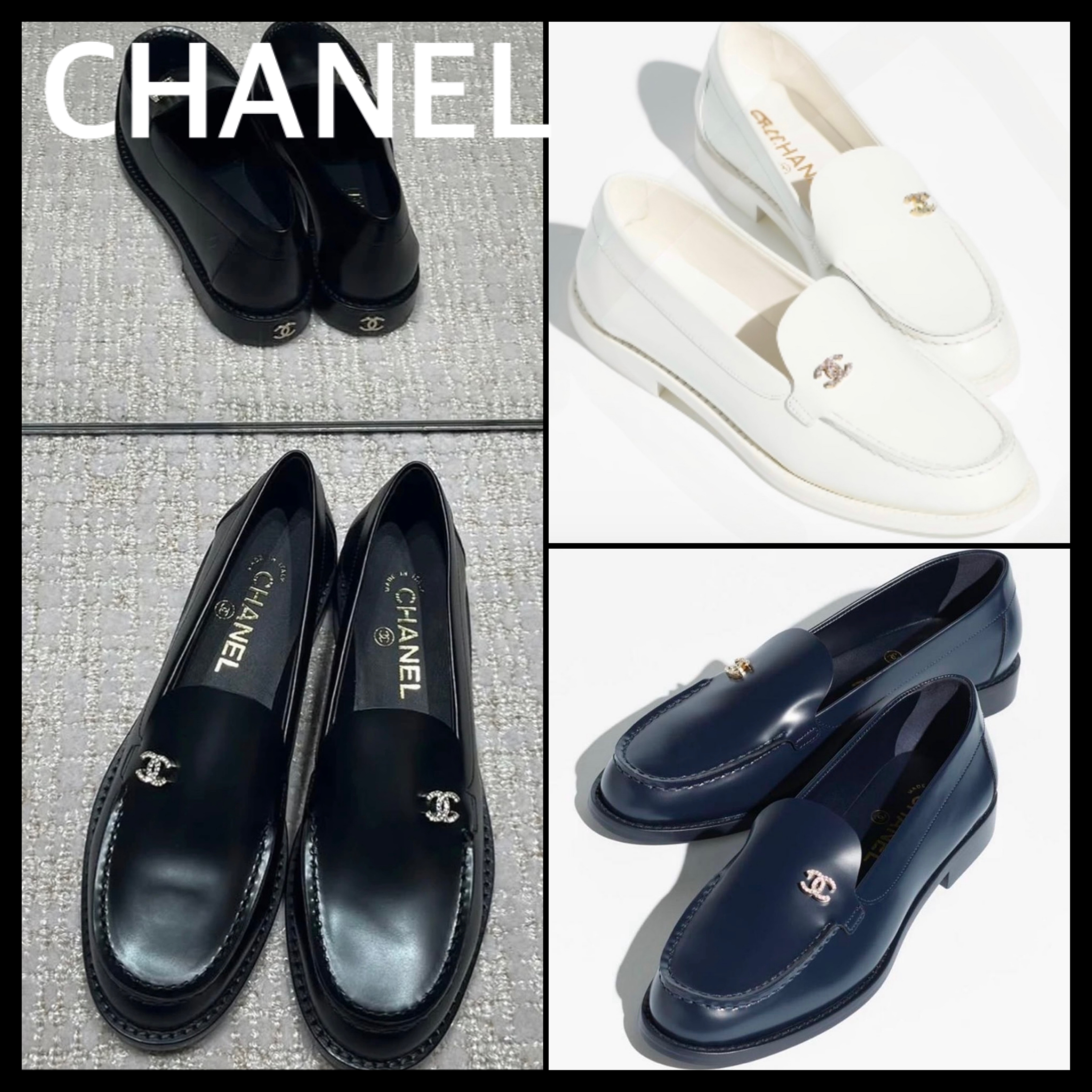 上品エレガント【CHANEL】ビジューCCロゴ ローファー