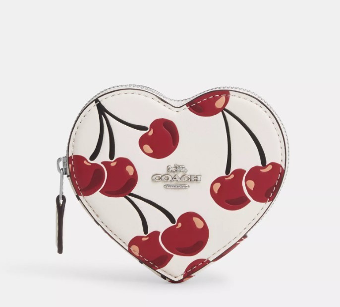折りたたみ財布 COACH Heart Coin Case With Cherry Print CZ477