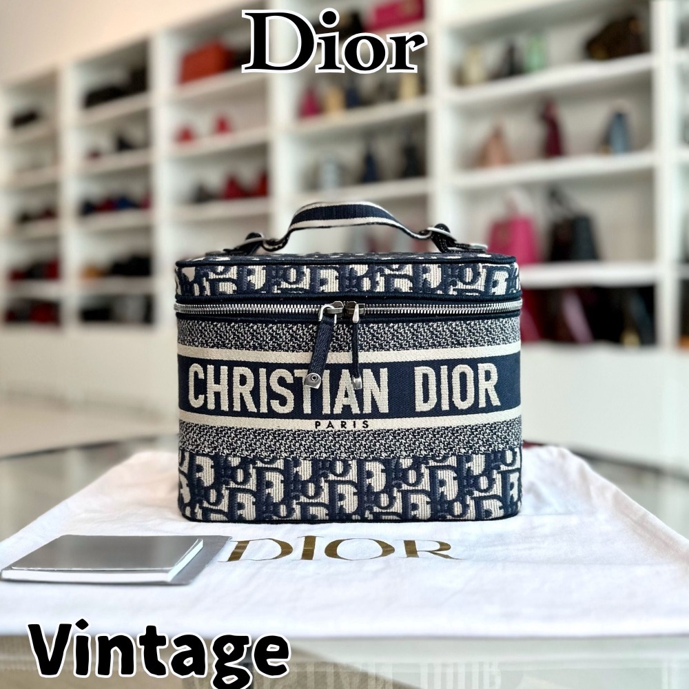 【ヴィンテージ】Rank:S☆Dior Jacquard Blue Vanity SHW バック