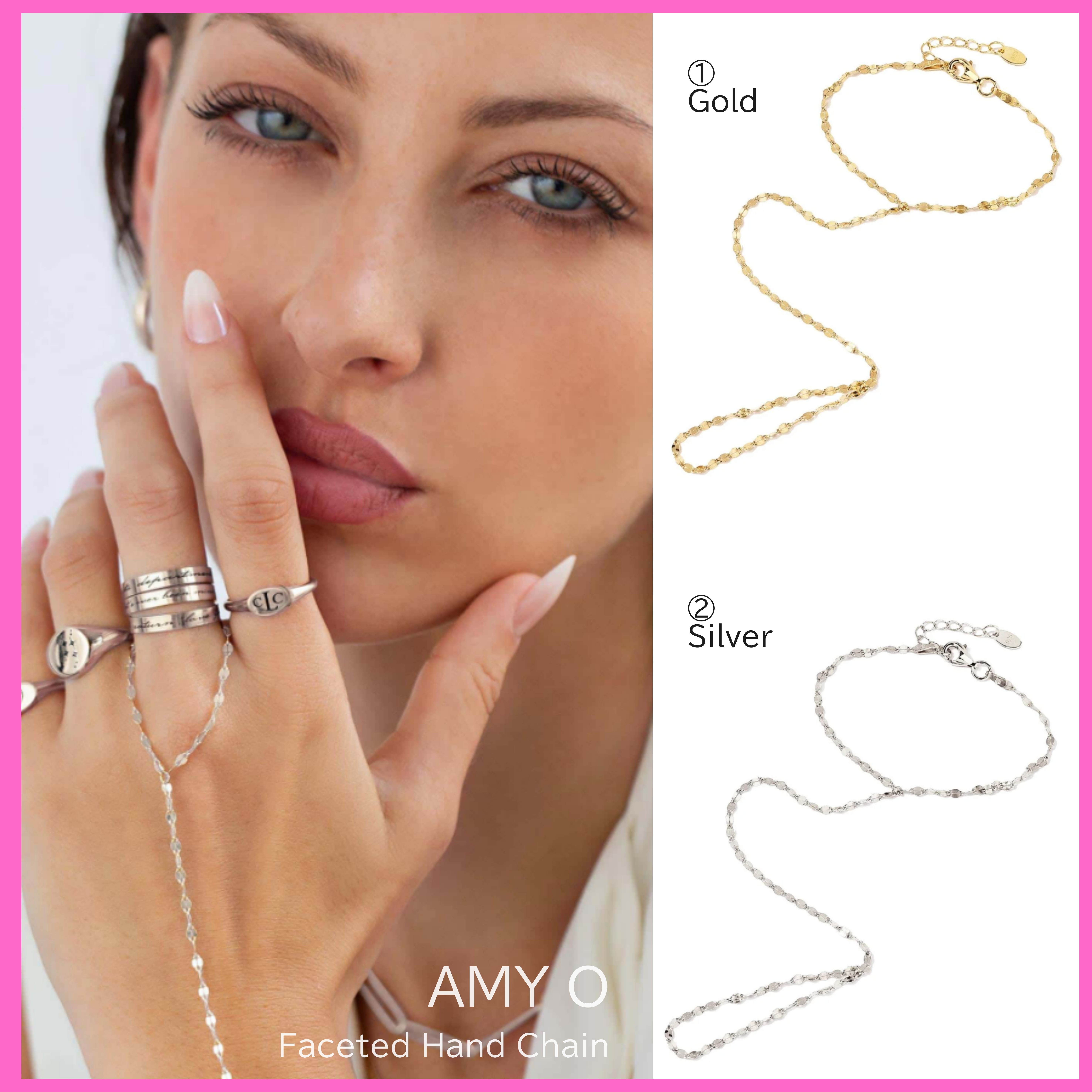 送税込【AMY O】Faceted Hand Chain ハンドチェーン(2色) 国内発