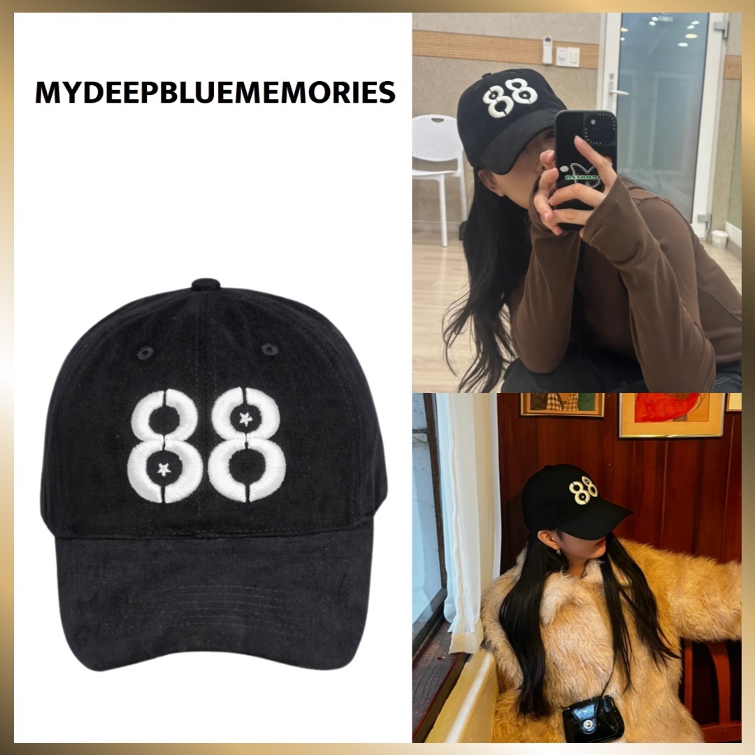◇MY DEEP BLUE MEMORIES◇ 88eight Peach Ball Cap BLACK
