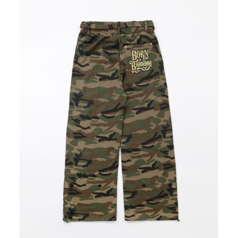 ◎BADBLOOD◎ Camo 2 Way Curved Jogger Trousers Military w-pt