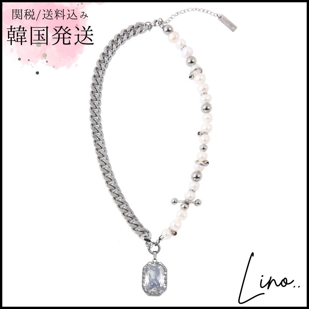 【ReinSein】Square peircing fresh water pearl ネックレス