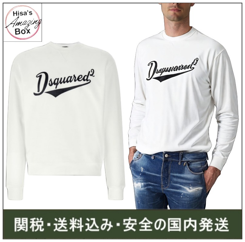 (送料・関税込)D SQUARED2 Cool Fit Crewneck Logo Sweat(white)