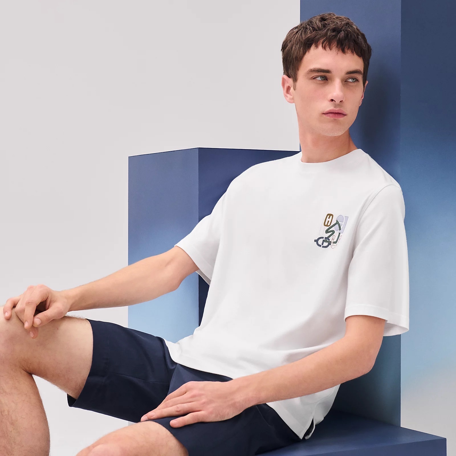 HERMES 25SS Tシャツ ミニパッチ 《Hパズル》ホワイト DHL 直営