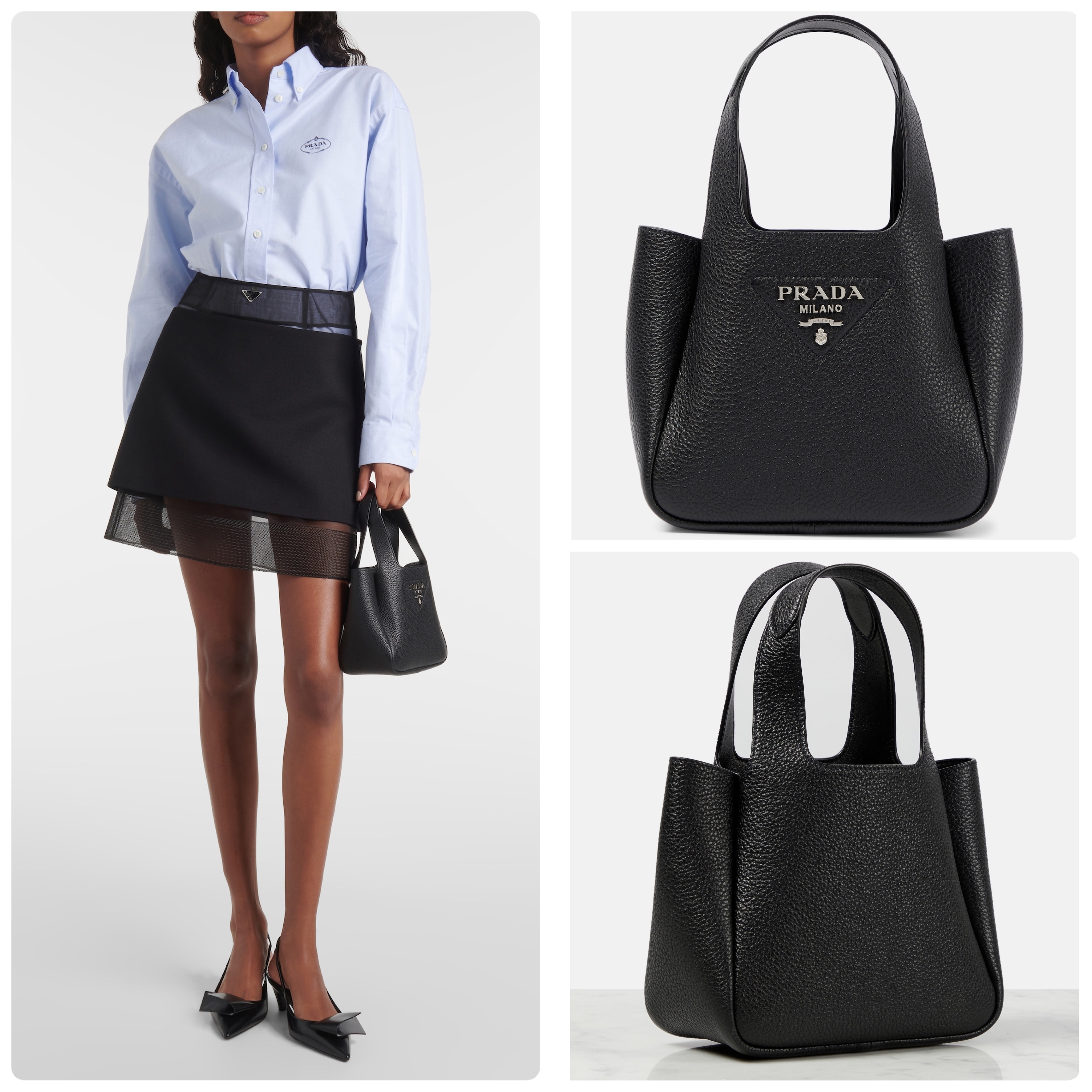 【PRADA】 レザーハンドバック/送料込