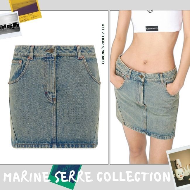 BLACKPINK愛用《MARINE SERRE》Moon Laser Denim mini skirt