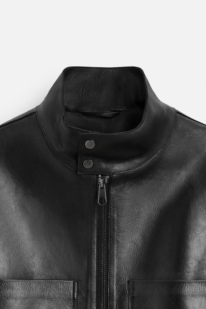 ☆ドイツ発*ZARA*新作*本革スタンドカラージャケット☆ (ZARA