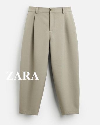 ☆ドイツ発*ZARA*新作*ストレートフィットパンツ/LIGHT KHAKI☆ ZARA MAN リラックスフィット ウエストタック カーゴパンツ