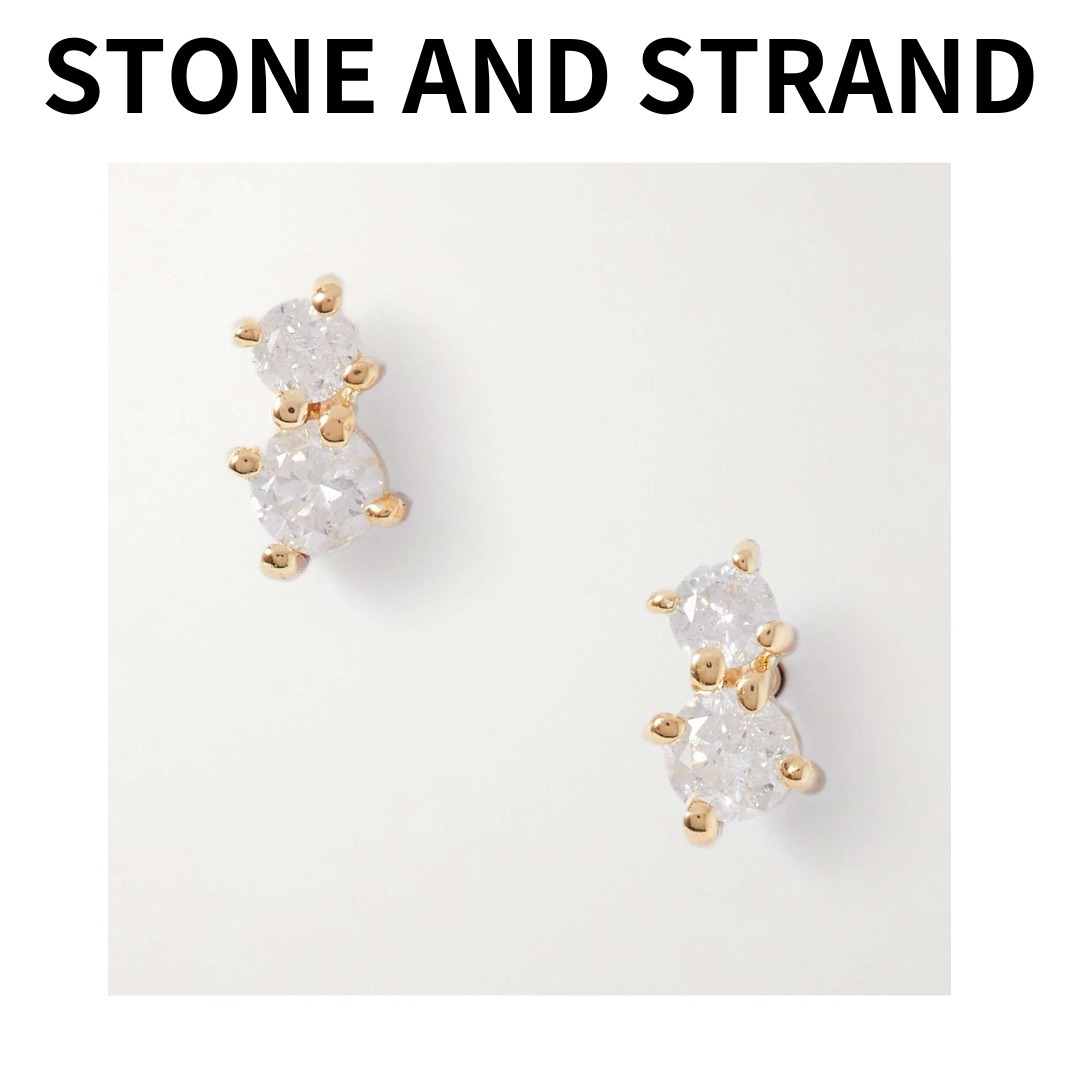 STONE AND STRAND 14Kゴールド ダイヤモンド スタッドピアス