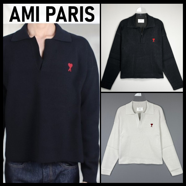 【AMI PARIS】 アミ パリス ポロ ニット セーター ハート ロゴ