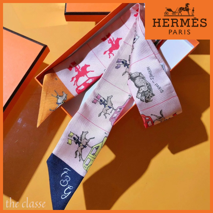 【華やかな明るいデザインが素敵♪】HERMES ツイリー パレード