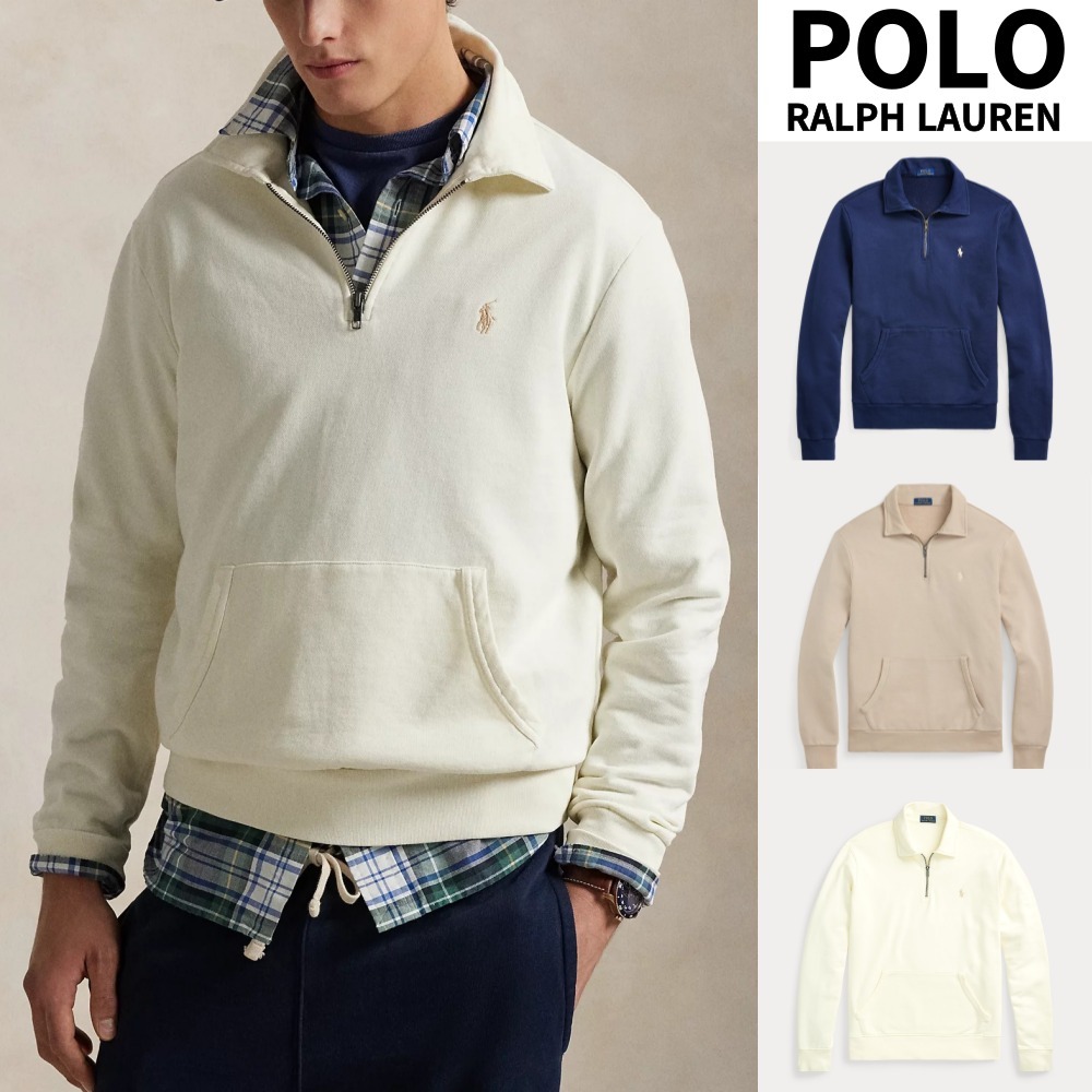 【POLO RALPH LAUREN】 Loopback Fleece Quarter-Zip Sweatshirt