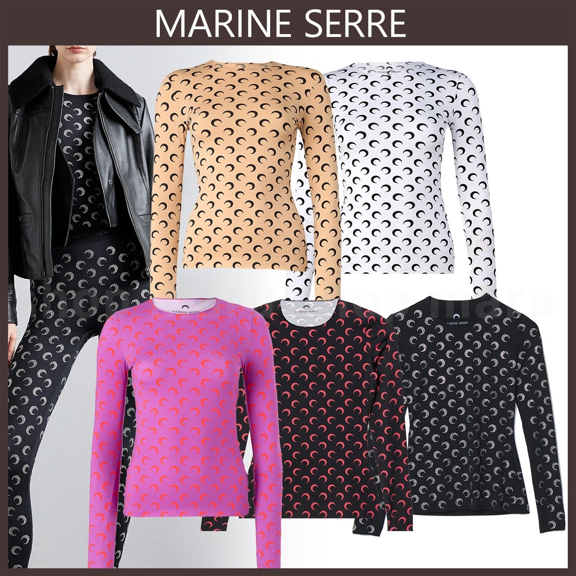 MARINE SERRE◆ムーンプリント セカンドスキン クルーネック