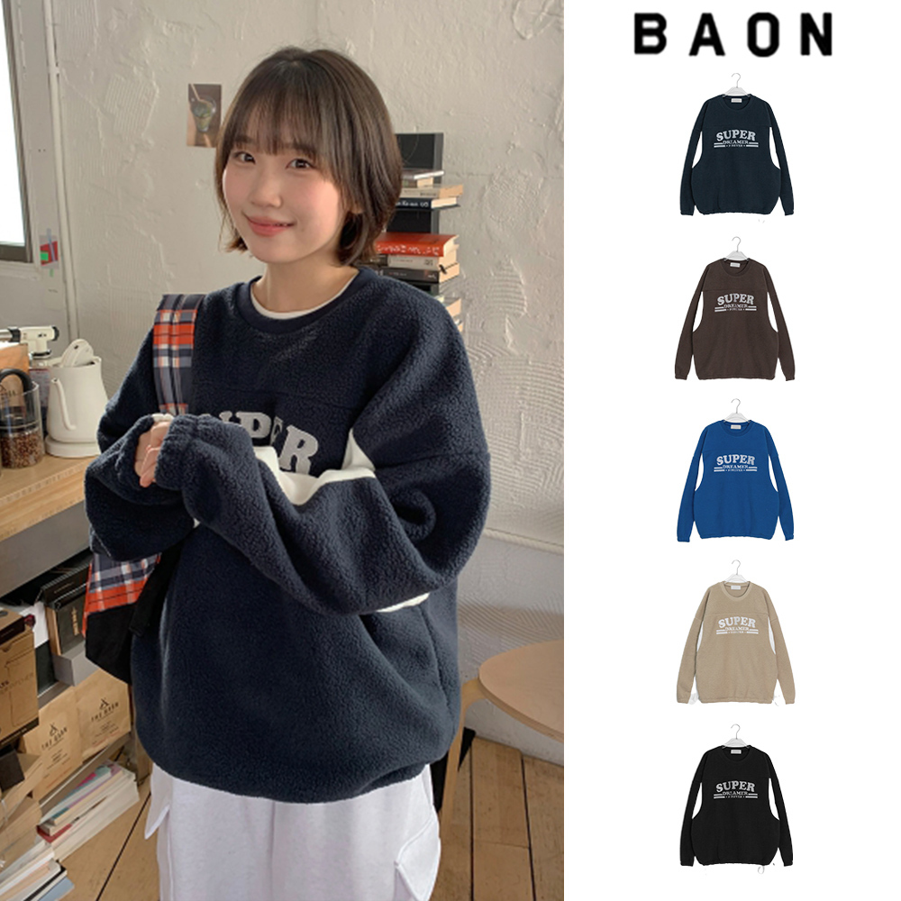 【BAON】[unisex] Kiruko String Fleece Color Lettering Sweat