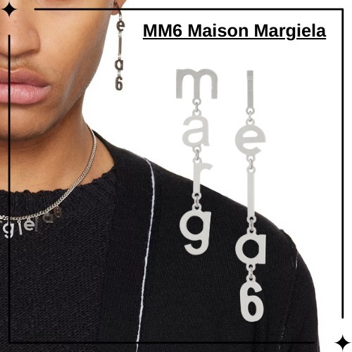 【MM6 Maison Margiela】 ロゴ シルバー Letter Logo ピアス