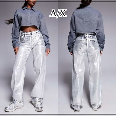 【Armani Exchange】メタリック ストレート ジーンズ※送関込