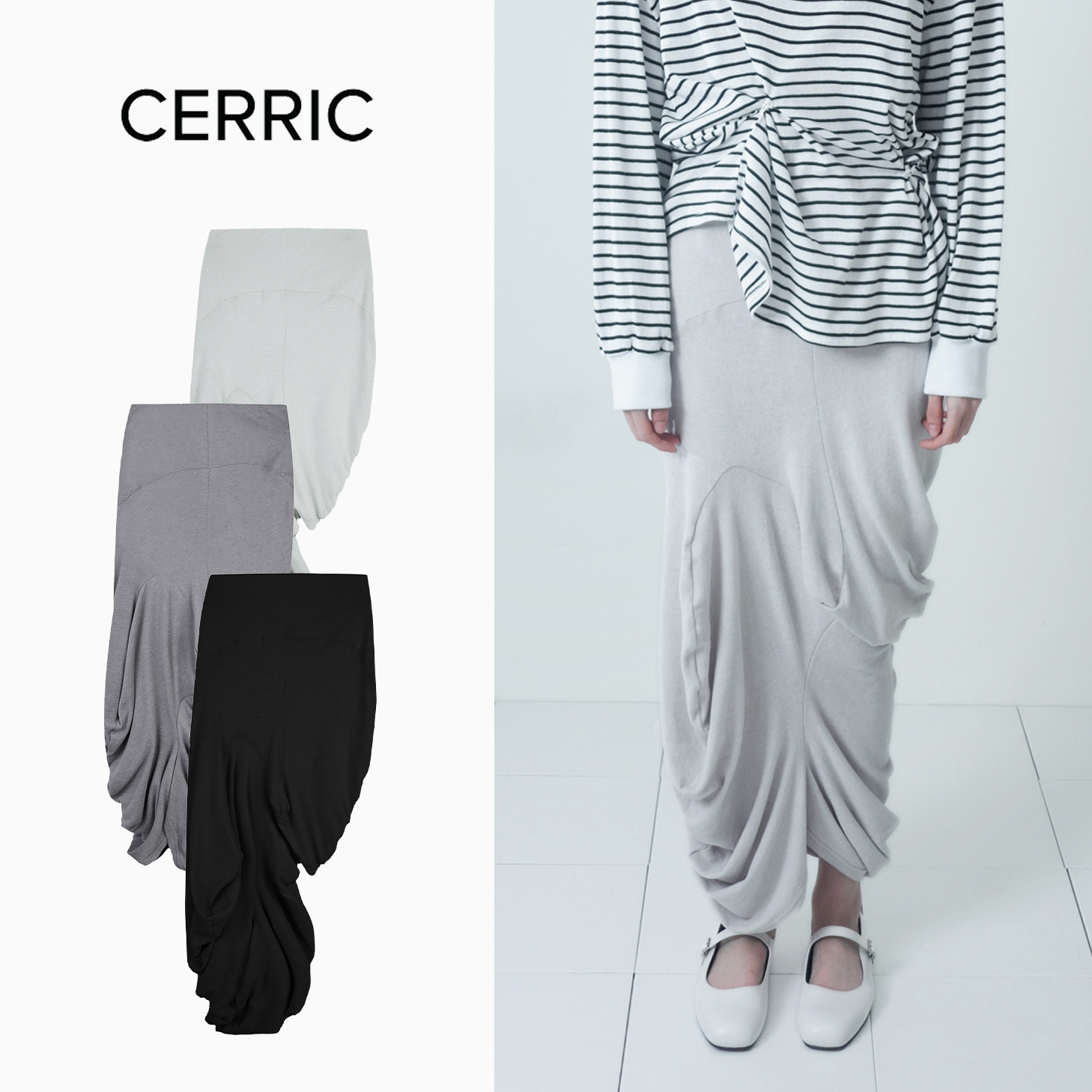 スカート CERRIC : 25SS / SHELL LONG SKIRT (3COLORS)