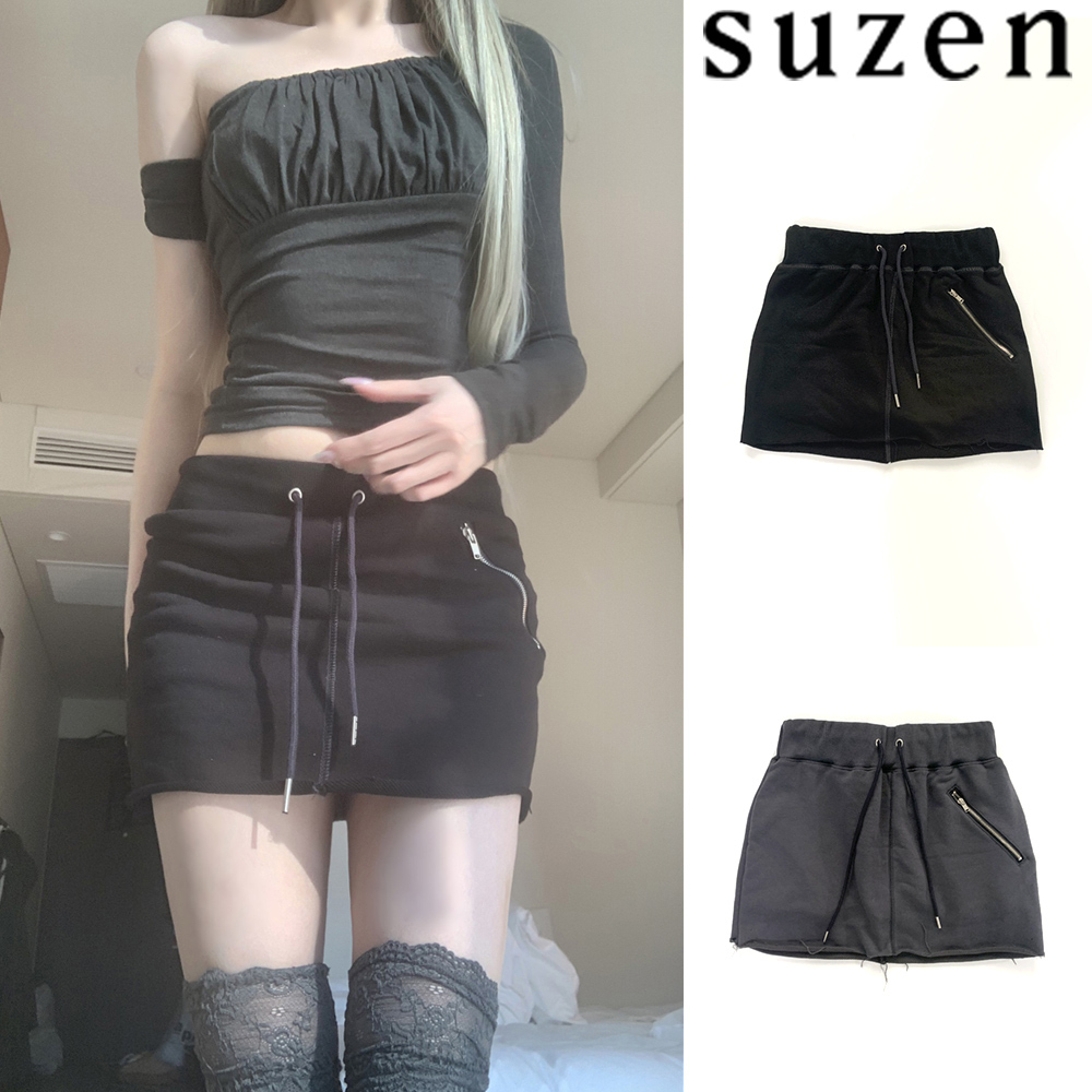 【suzen】Konaki y2k zipper banding skirt