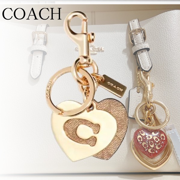 国内発送☆COACH コーチ ロゴ ハート バッグチャーム キーリング