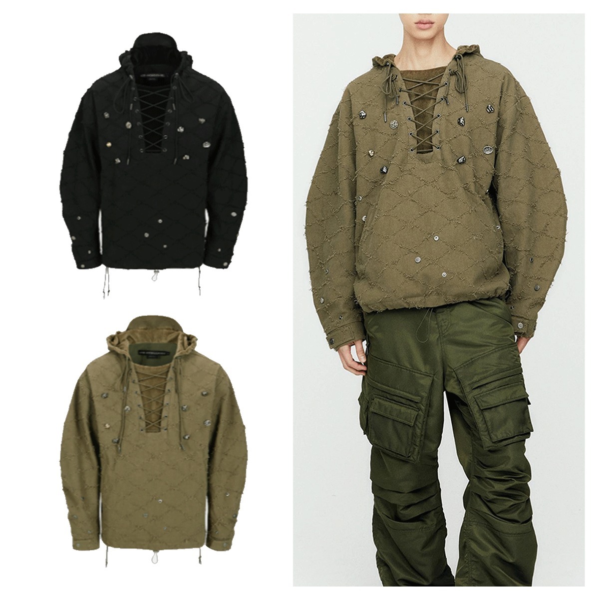 パーカー・フーディ ANDERSSON BELL LACE-UP ANORAK HOODIE 5MM116