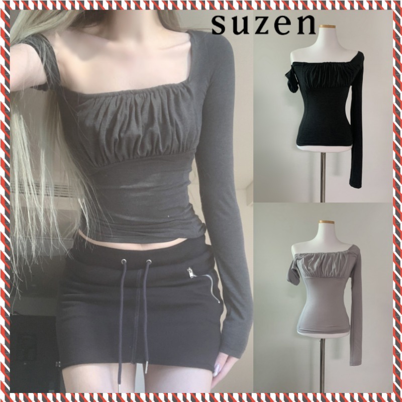 【suzen】Gateni shirring unbal top
