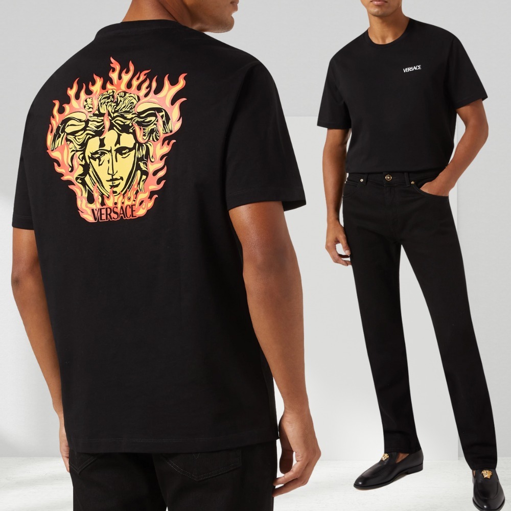 ラスト１点！燃えるメデューサ！VERSACE ロゴ Tシャツ 半袖