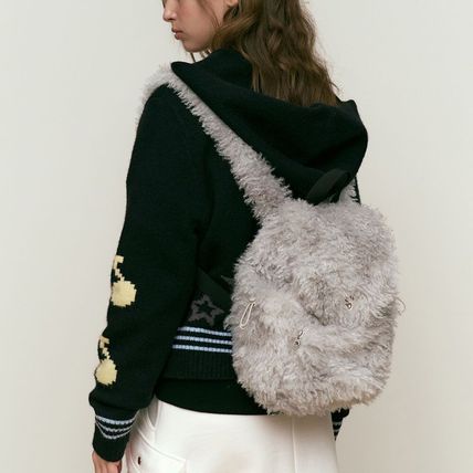 [KIRSH] CHERRY FUR MINI BACKPACK★2色 KIRSH| Cherry fur mini backpack [light gray] (KIRSH/バック