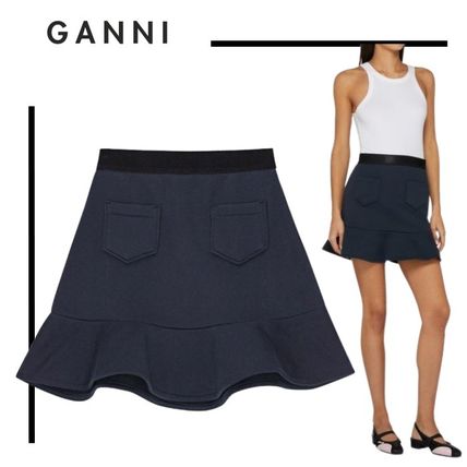 GANNI ガニー ミニスカート ストライプ バックル 国内発/関税込 ganni-off-white-cashmere-mix-