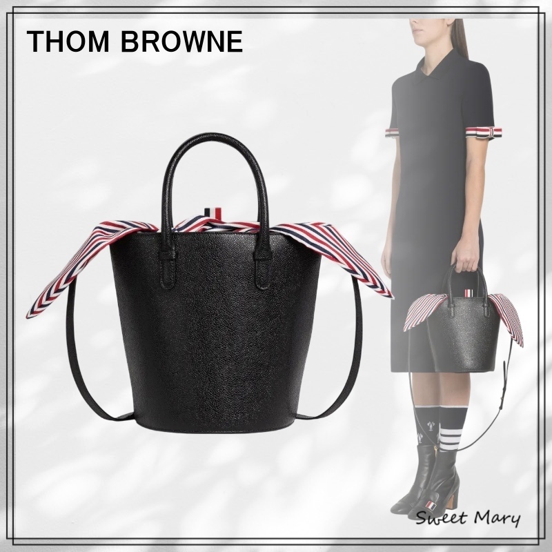 THOM BROWNE☆ペブルグレインレザー バケットバッグ♪【送料込】