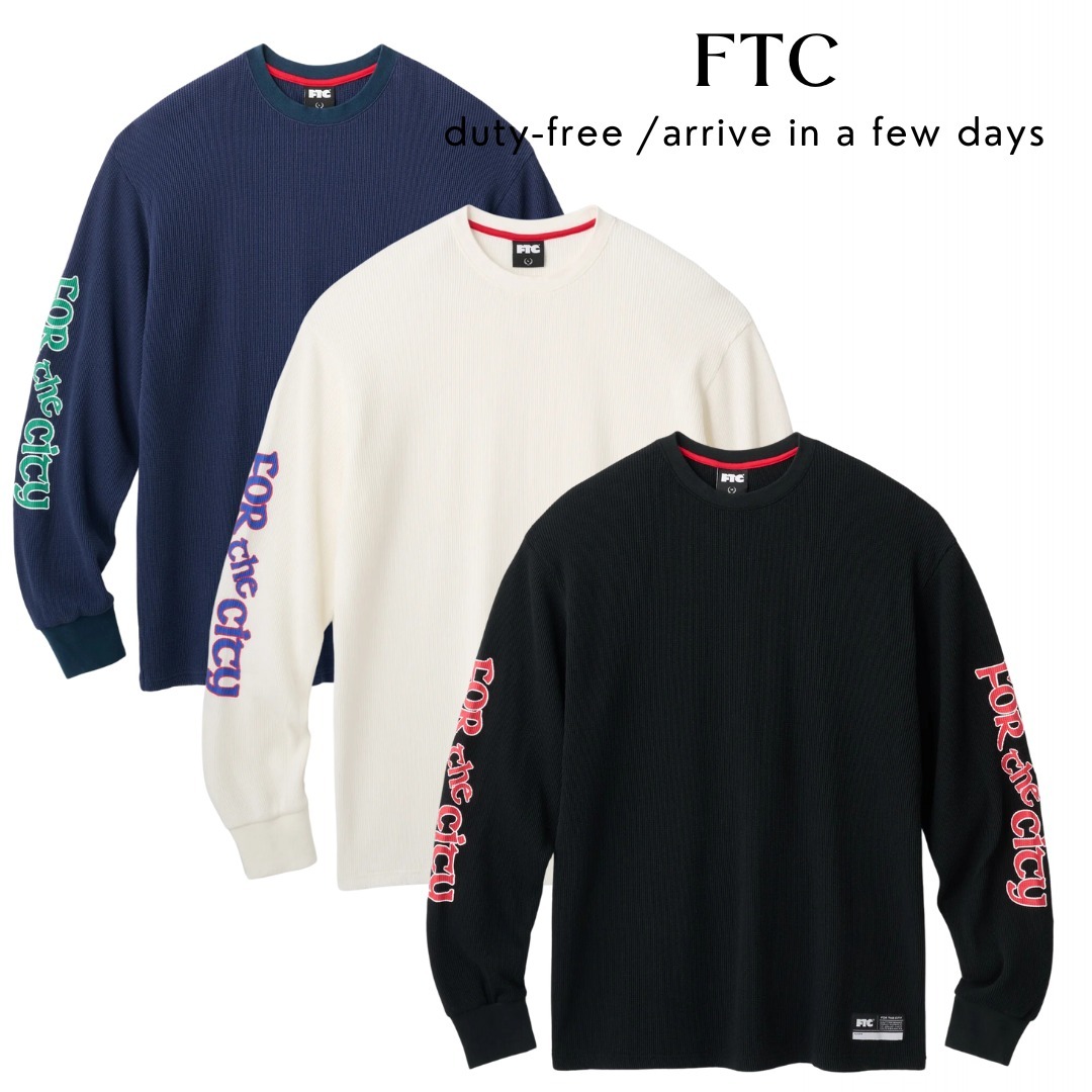 【FTC】SLEEVE LOGO WAFFLE THERMAL TOP ワッフル シャツ