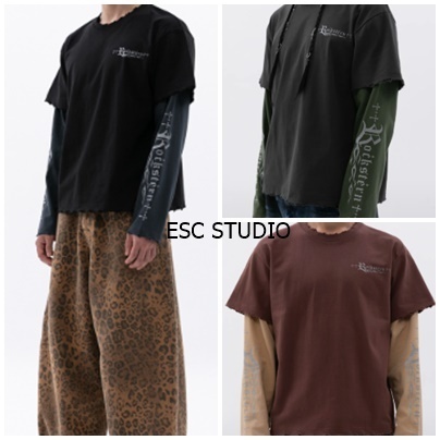 シャツ ESC STUDIO Damage Washing Layered T-shirt 3 Colors