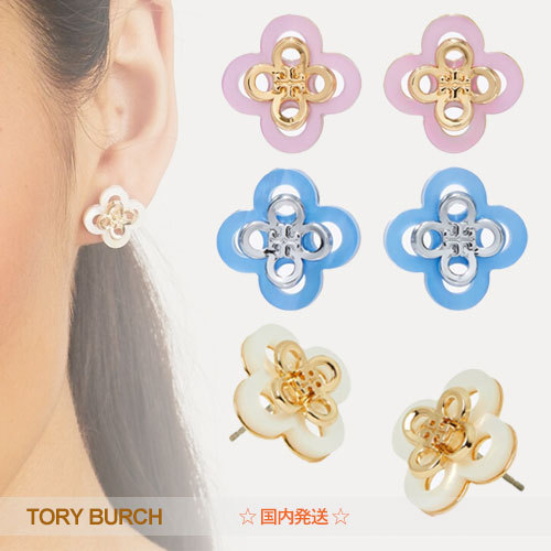 国内直営【Tory Burch】キラ クローバー ピアス 両耳用 18KGP