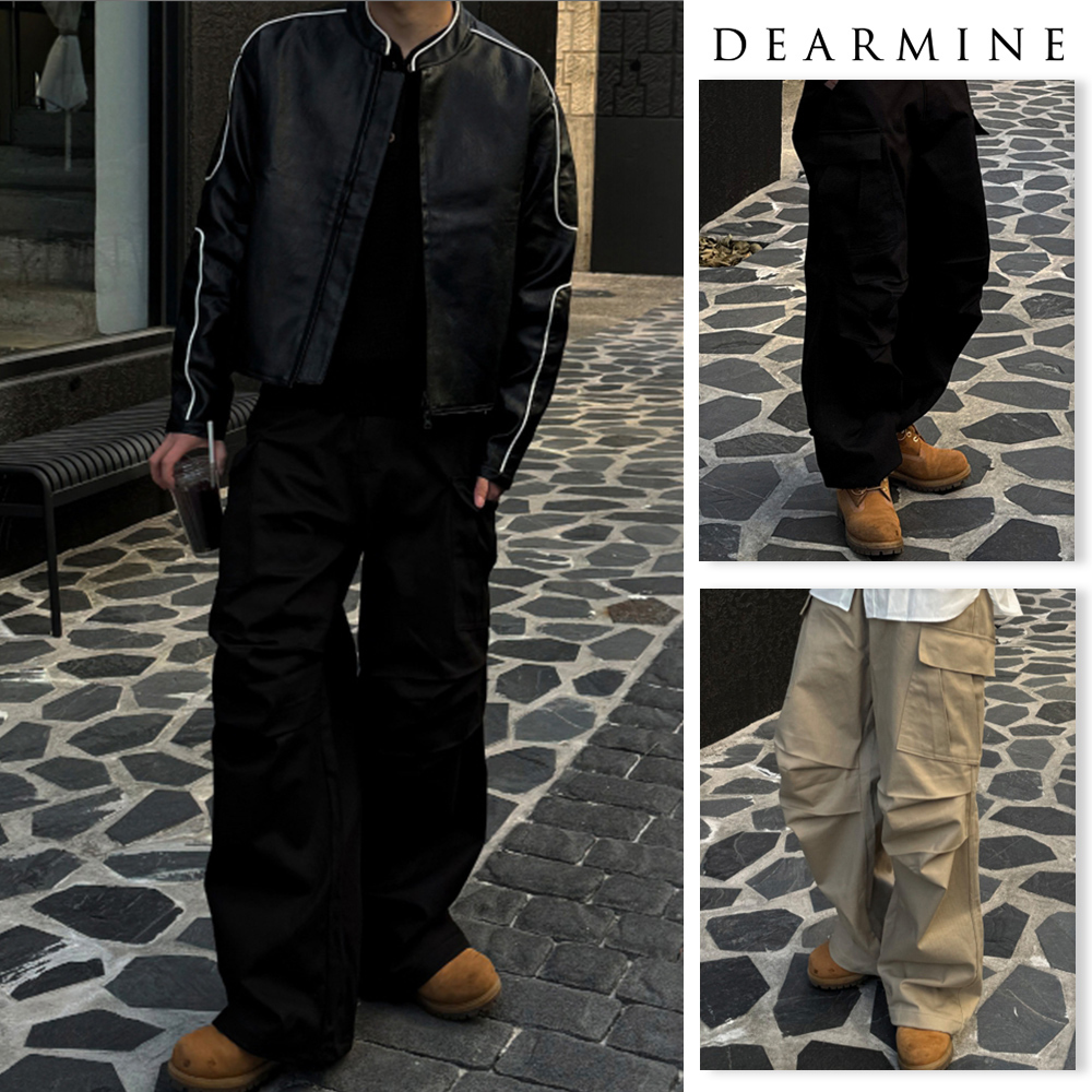【DEARMINE】With Adjust Diagonal Cargo Pants