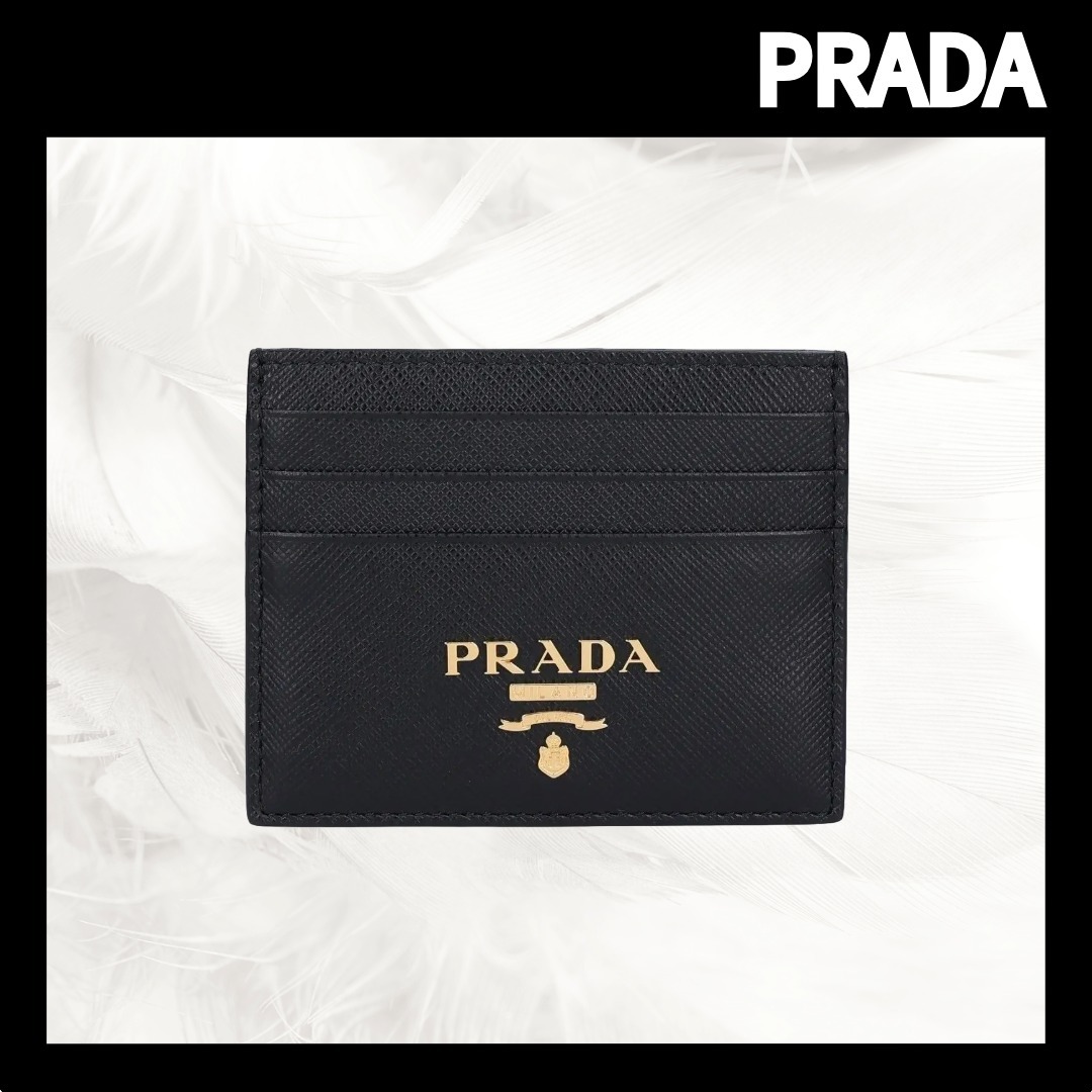 [PRADA]メタルロゴ サフィアーノ カードホルダー/追跡可能