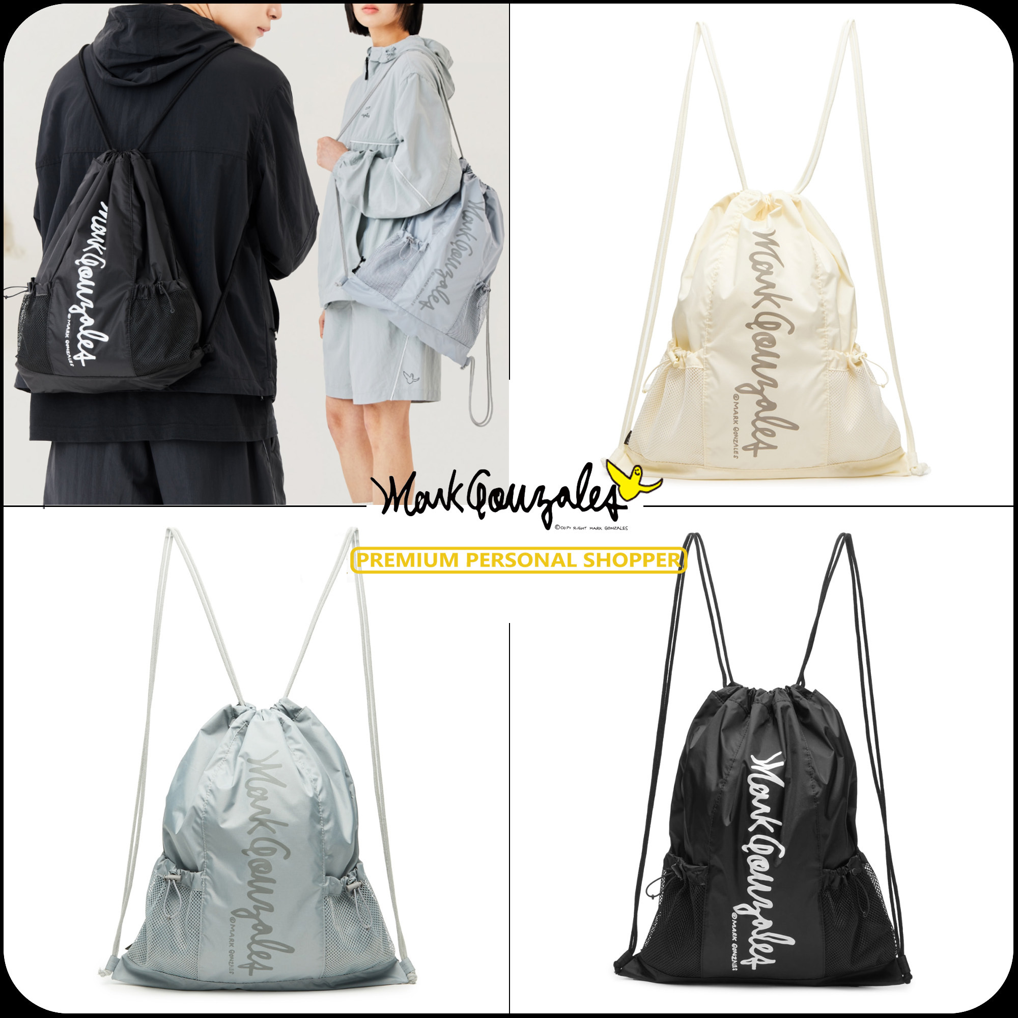[MARK GONZALES]25SS★韓国人気★SIGNED NYLON STRING GYM SACK