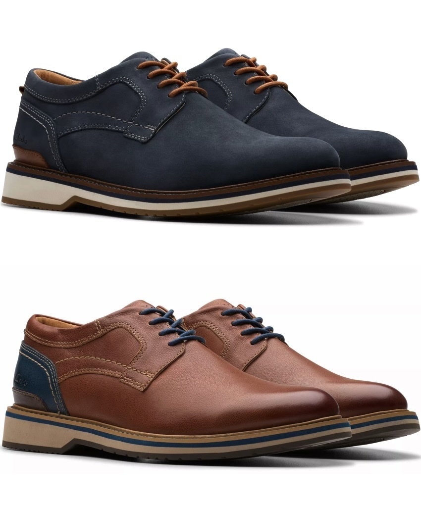 Clarks プレーン レースアップ ビジネス スニーカー レザー 軽量