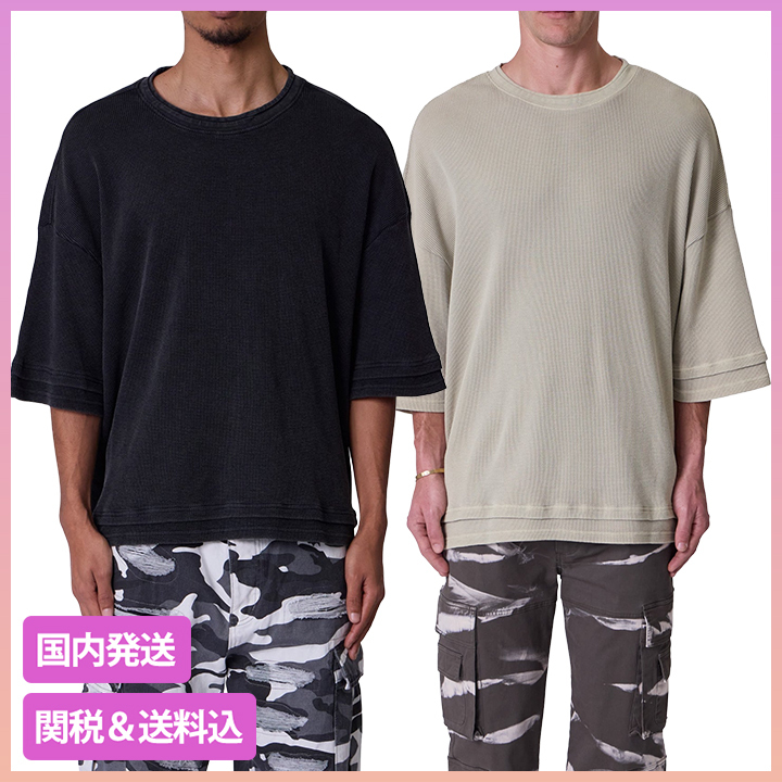 MNML ダブルレイヤーACID ウォッシュ Tシャツ 半袖 関税/送料込