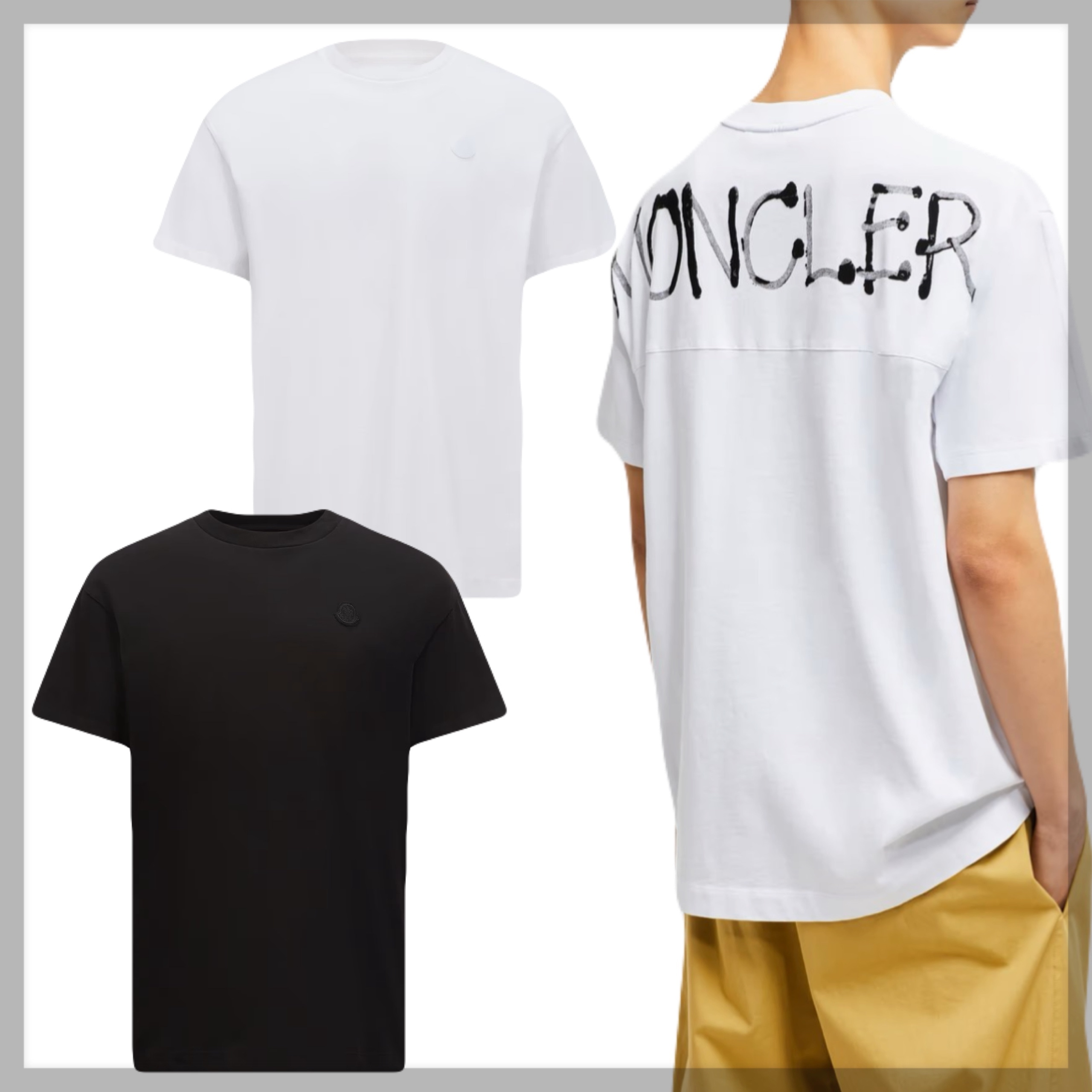【MONCLER】グラフィティバックロゴ入りコットン半袖Tシャツ/2色