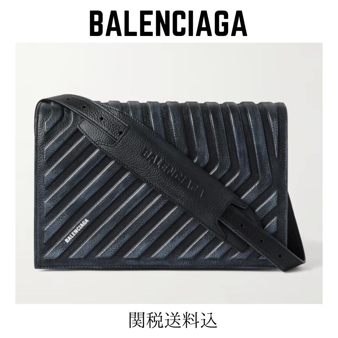 BALENCIAGAフルグレインレザーメッセンジャーバッグダメージ加工
