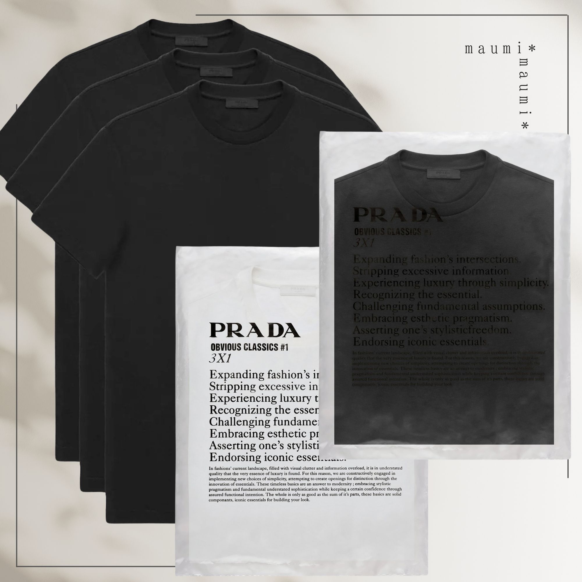 【関税込み】PRADA 国内発送 コットンジャージーTシャツ 3パック 夏の必需品☆PRADA☆コットンジャージー3パックTシャツ (PRADA