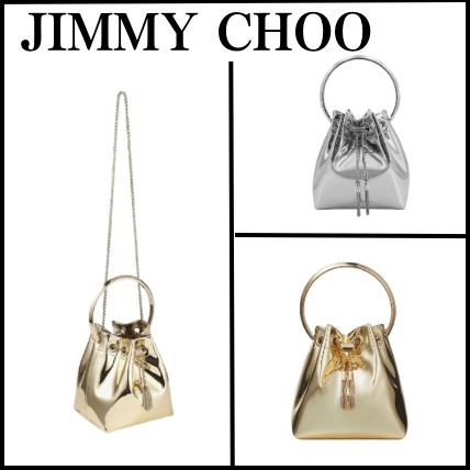 JIMMY CHOO BonBon メタルハンドルミラーファブリックミニバッグ