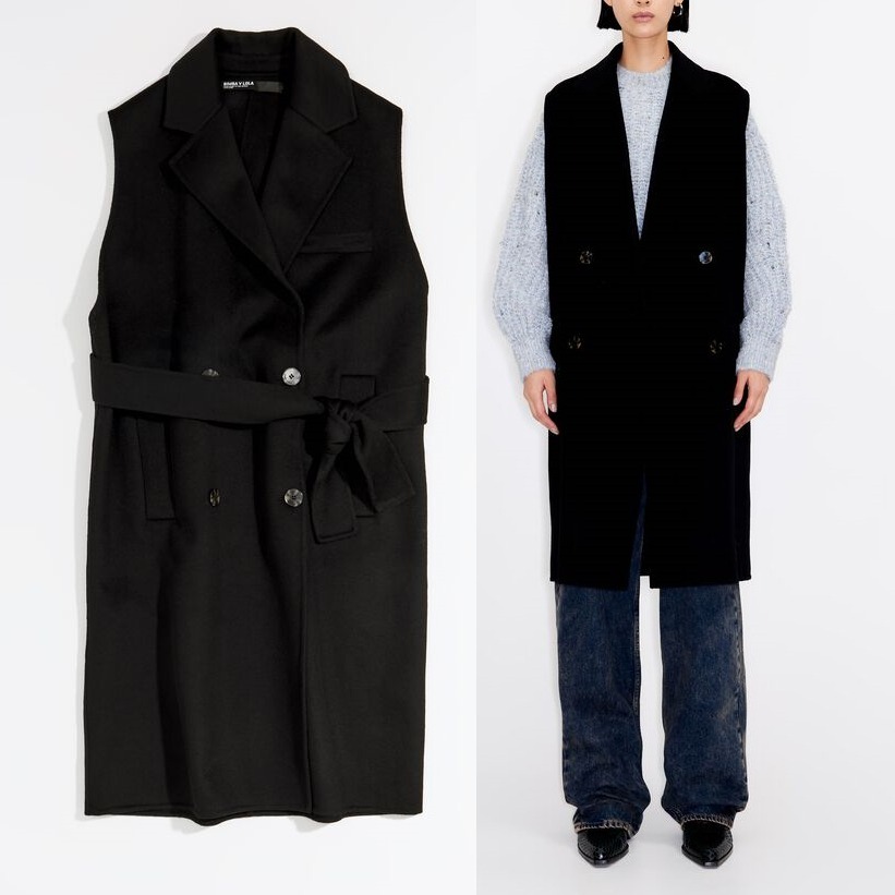 “BIMBA Y LOLA” ベルテッド テーラードロングベスト/コート