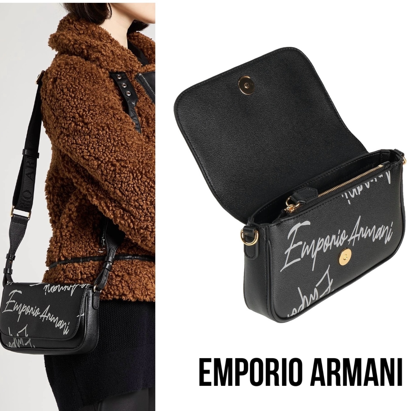 送料関税込み☆EMPORIO ARMANI ロゴ ボディバッグ