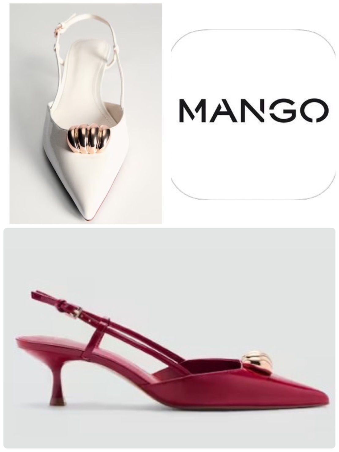スペイン発送 MANGO メタリックなデザインヒールシューズ 最新作