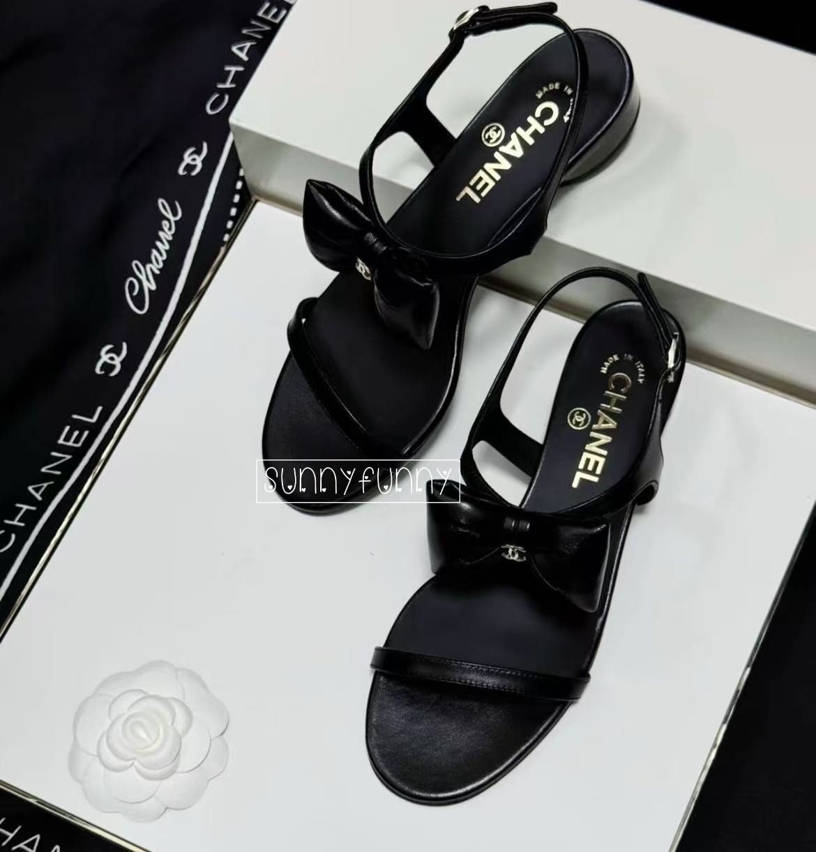 《25P★》CHANEL フラットサンダル リボン