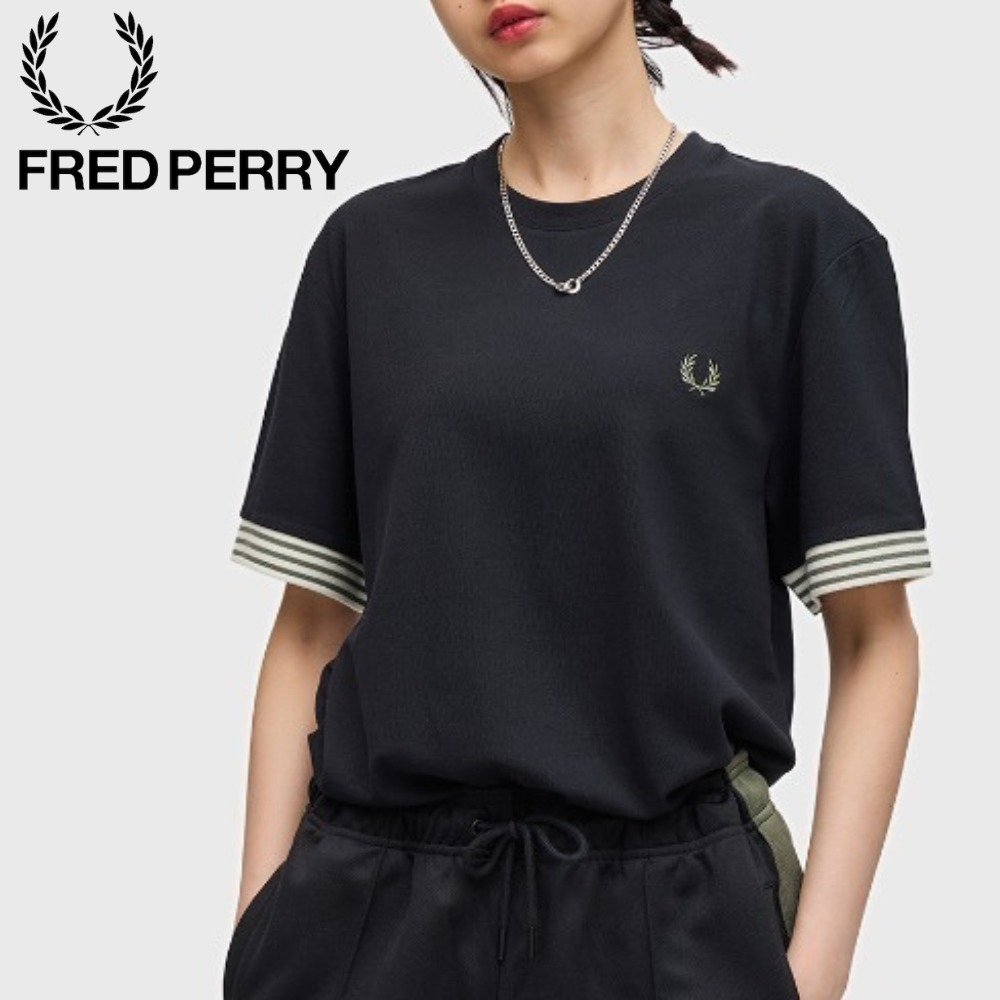 送料関税込♪Fred Perry/Striped Cuff T-Shirt
