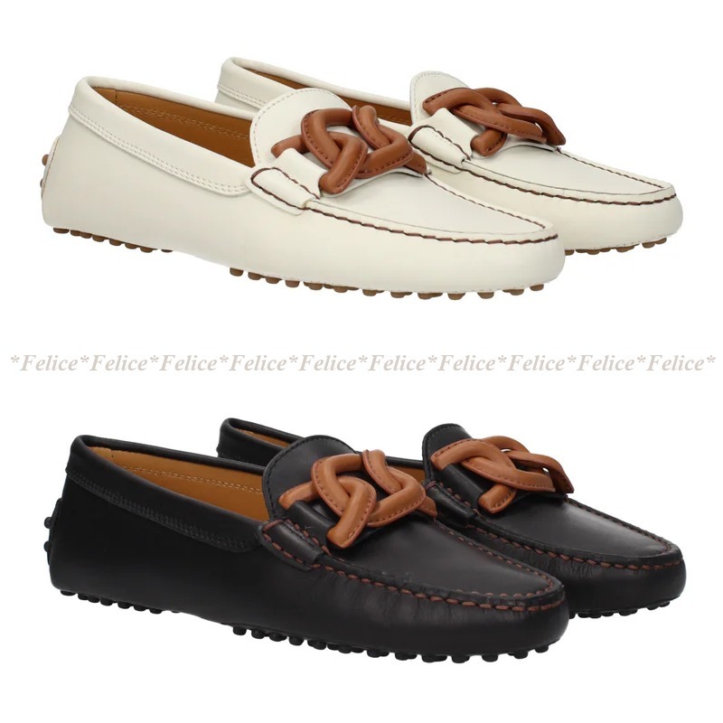 【TOD'S 】 Kate Leather Chain Detailed Gommino Driving Shoes