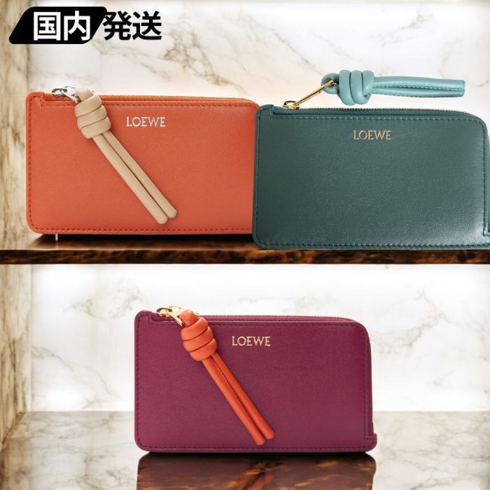 LOEWE ノット コインカードホルダー レザー ロゴ 3色 送料込