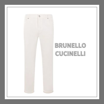 国内発 BRUNELLO CUCINELLI ロゴホワイトコットンデニムジーンズ ホワイト(白)系 BRUNELLO CUCINELLI(ブルネロクチネリ) デニム
